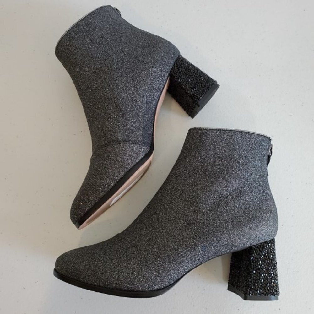 Sophia Webster 'Stella' Crushed Glitter & Crystal Booties, Pewter
